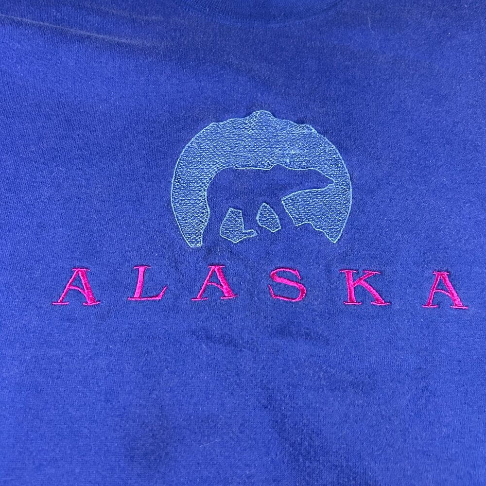 Vintage 90s Alaska Crewneck Sweatshirt Adult L Pullover Moon Polar Bears USA - Picture 10 of 13